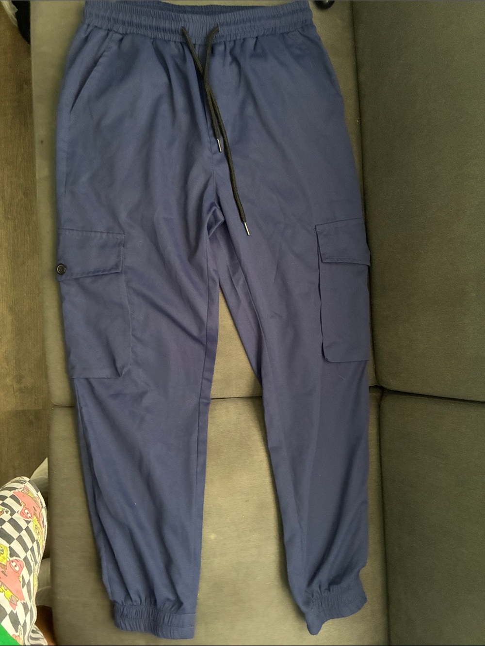 SHEIN Navy Cargo Jogger Pants with Drawstring